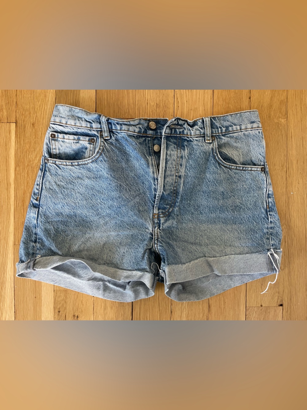 Boyish Light Blue Distressed Denim Shorts - The Monty - Size 30